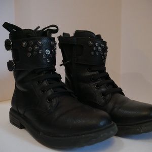 Geox Girls Black Studded Combat Boots